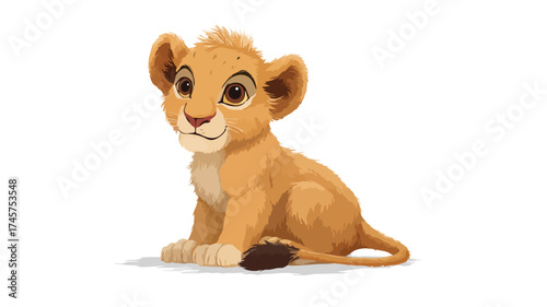 Cute Adorable Lion Cub Cartoon Illustration for Wildlife Lovers