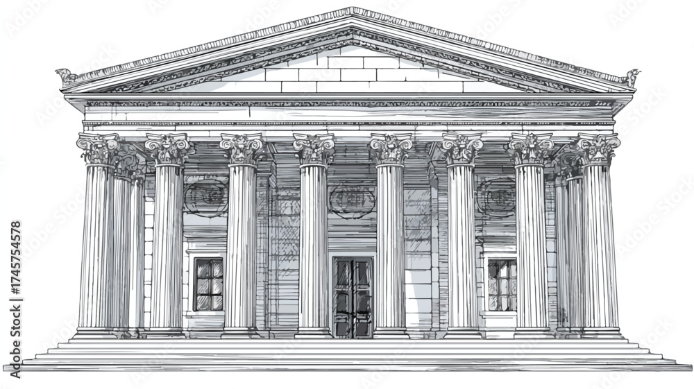 Fototapeta premium Modern Bank Building Symbolizing Financial Institutions - Vector Illustration