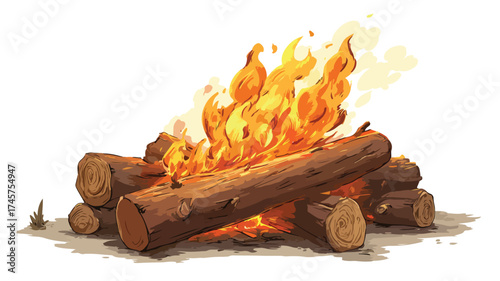 Wilderness Campfire Fire Flames Smoke Wood Log Nature