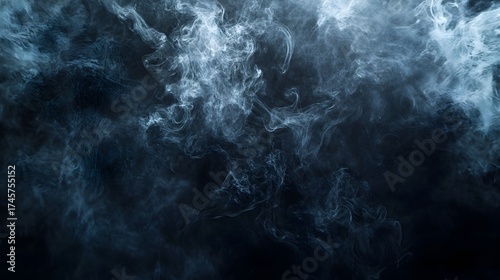 Wispy smoke billows and swirls across a dark background.