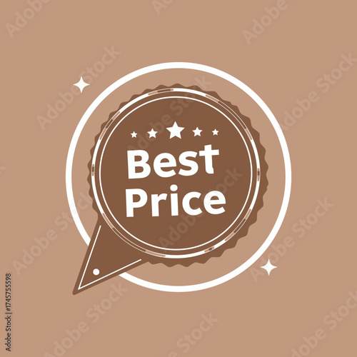 Vector illustration of a circular promotional badge with stars, designed to highlight exceptional value and attractive discounts for marketing and sales campaigns, emphasizing a premium offer