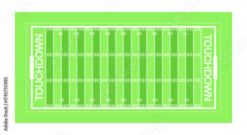 American football field, top view. Sports games. Physical education and healthy lifestyle. Sports competitions. EPS10 Vector illustration