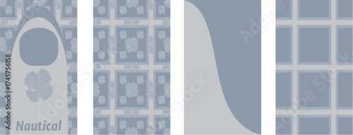  Nautical light blue shell design and template concepts for online, website, social media, posters, marketing, or cards. 