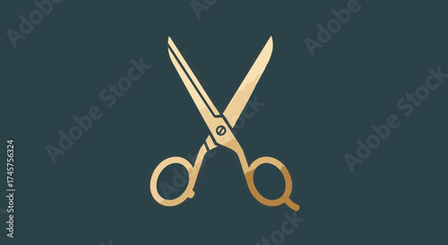 Premium gold hairdressing scissors illustration. A stylish and isolated vector graphic element for a beauty salon or barbershop logo