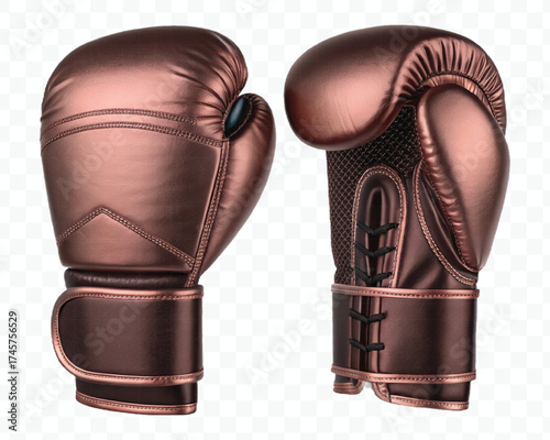 realistic 3d boxing gloves front and back with black view in different color style isolated on transparent background