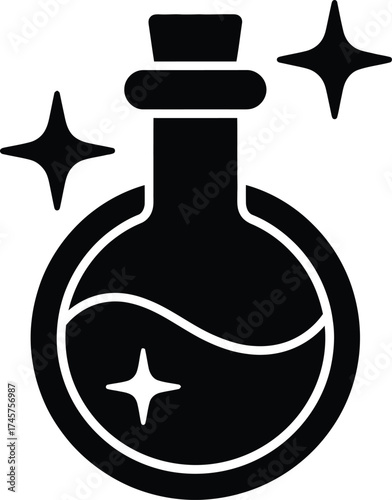 Magical potion bottle with stars a captivating graphic on transparent background silhouette