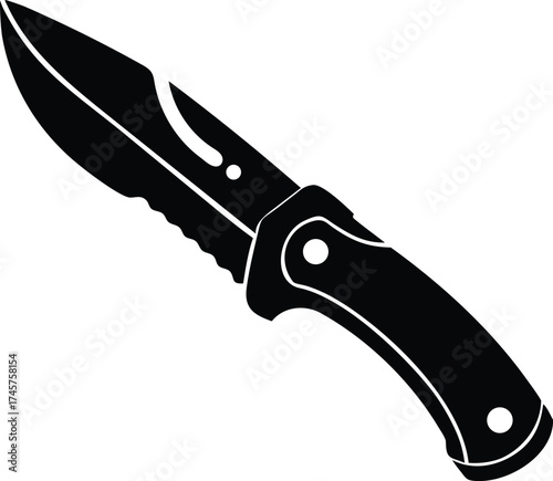 Realistic Open Pocket Knife Artwork Metal Blade Illustration for Adventure and Gear Design