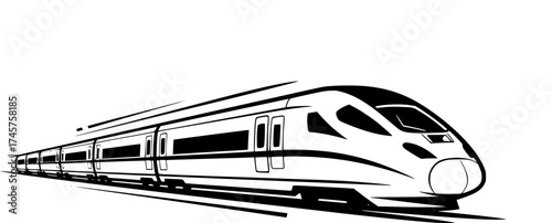 modern train minimal high-speed rail travel vector design.
