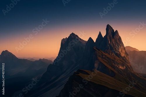 Dramatic Mountain Peaks Sunrise Sunlight Scenic Landscape Alpine Panorama View