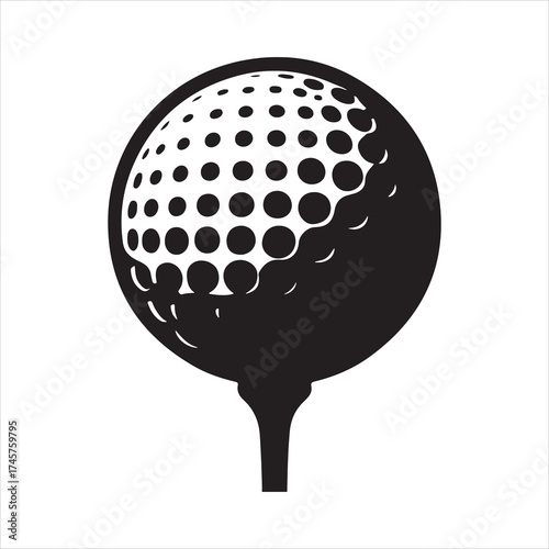  Vector Golf Ball - Black and White Isolated Icon