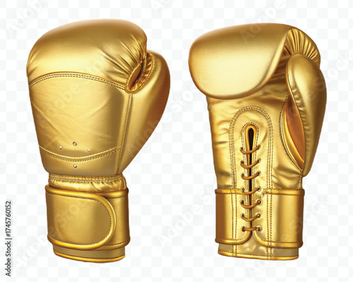 realistic 3d boxing gloves front and back with black view in different color style isolated on transparent background