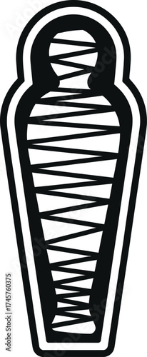 Black mummy sarcophagus icon detailed wrappings a striking silhouette on transparent background