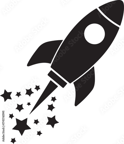 Black Stars on White Background for Christmas and Celebrations Decor