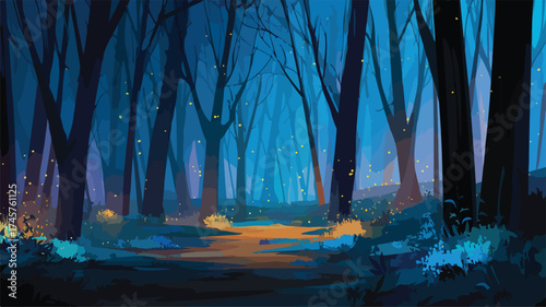 Enchanting Forest Path: Mystical Nature Scene Illustration