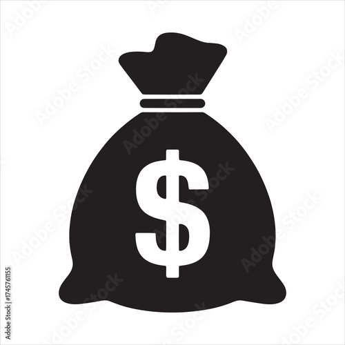  Black silhouette of a money bag with a dollar sign