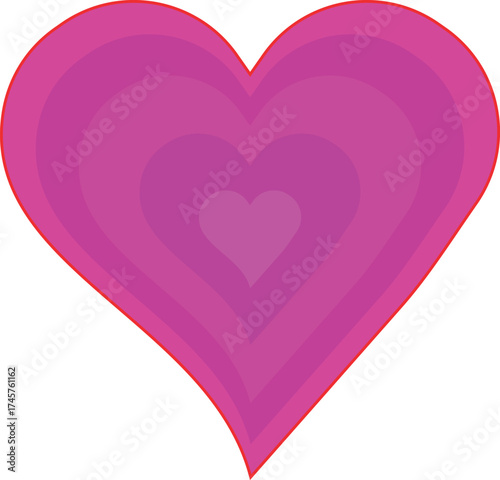Vibrant pink gradient heart shapes nested together artistic symbol of love vector
