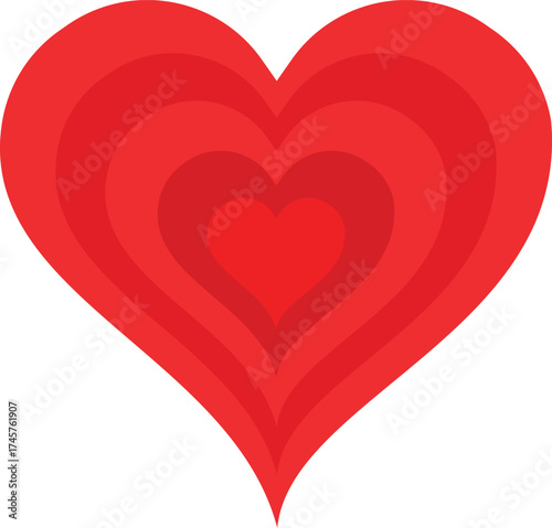 Radiant red heart shape with depth romantic symbol for love and affection design element vector
