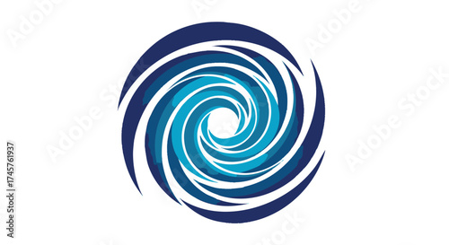 Whirlwind of Blue Dynamic Vector Image Representing a Swirling Vortex