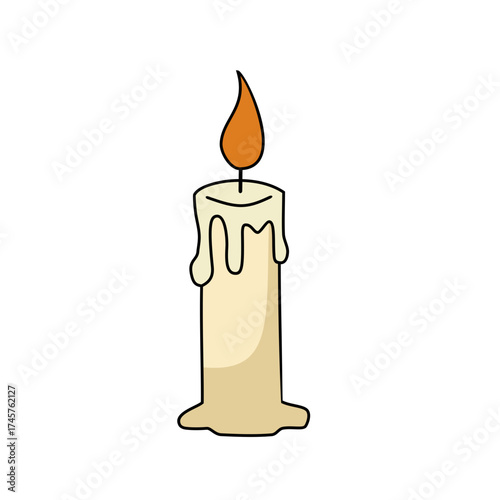 burning candle on a white background