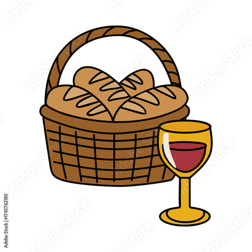 Basket with Bread and Wine