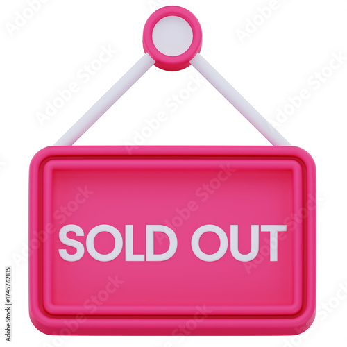 3D Sold Out Sign Illustration