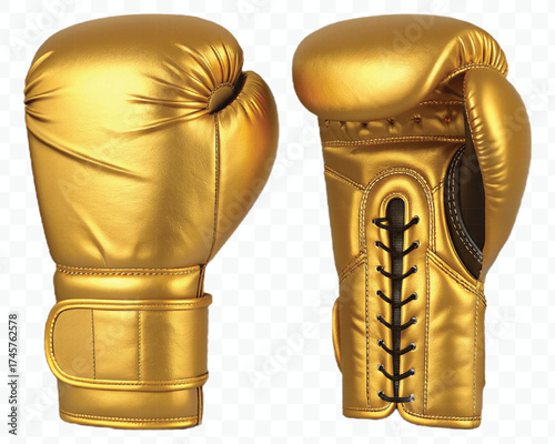 realistic 3d boxing gloves front and back with black view in different color style isolated on transparent background