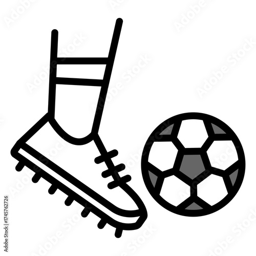 "Soccer shoe and football icon symbolizing sports, athletic competition, and football gear. Ideal for soccer-related design, events, and activities."