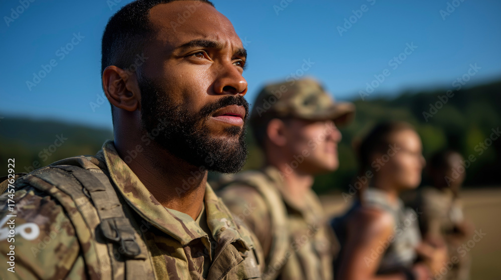 Fototapeta premium Military personnel conducting training exercise outdoors tactical training field operations combat preparation military drills physical training outdoor exercises service