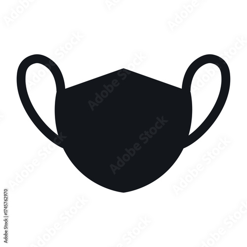 "Simple Black Face Mask Icon for Health and Safety"