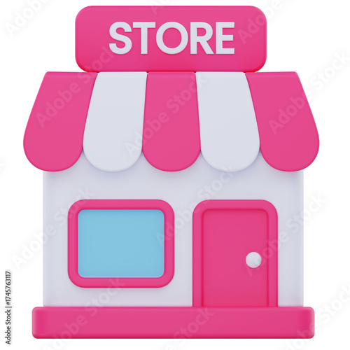 3D Store Building Illustration