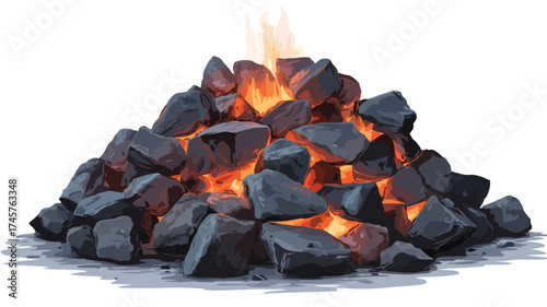 Glowing Embers Pile Hot Coals Burning Charcoal Fire Pit Campfire Image