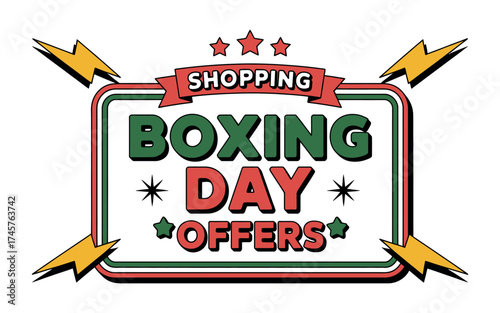Vector art of boxing day offers sign with lightning perfect for advertising sales