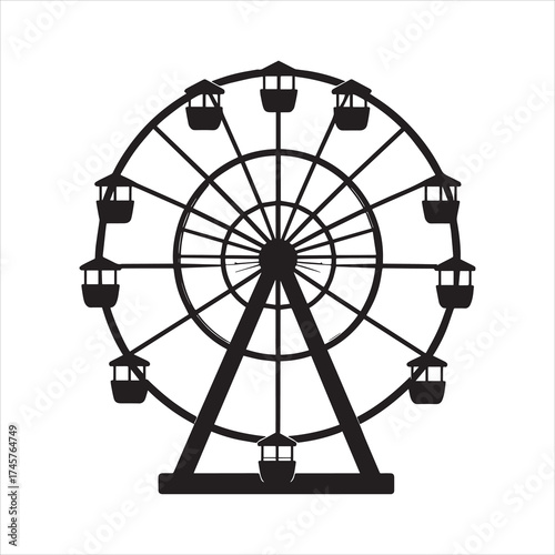  Ferris wheel vector illustration, Ferris wheel vector icon on a white background.