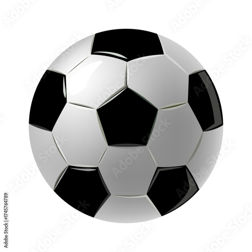 Ultra realistic soccer ball isolated on white background, classic black and white pentagon pattern, soft shadow, studio lighting, high detail, 8k