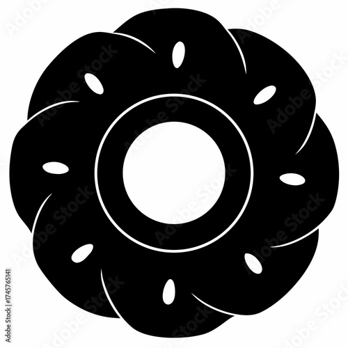 Illustration of a flowershaped cookie with a hole in the center, representing sweets, treats, and baked goods for culinary designs