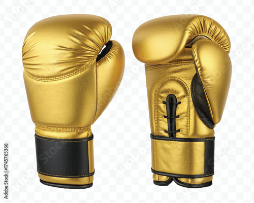 realistic 3d boxing gloves front and back with black view in different color style isolated on transparent background