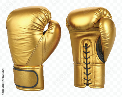 realistic 3d boxing gloves front and back with black view in different color style isolated on transparent background