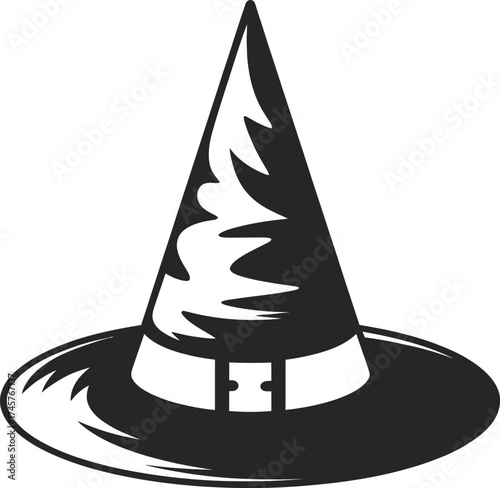 Classic pointed witch hat design element on transparent background silhouette