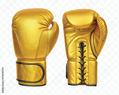 realistic 3d boxing gloves front and back with black view in different color style isolated on transparent background