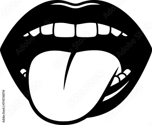 open mouth with a tongue sticking out