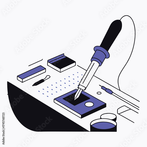 Soldering iron toolkit electronic components and tools for diy electronics projects vector illustration vector