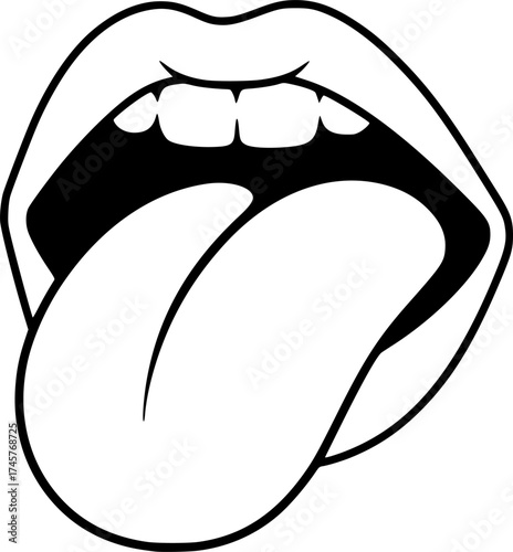 open mouth with a tongue sticking out