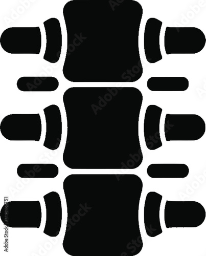 Simple black spine anatomy illustration with detailed segments on transparent background silhouette
