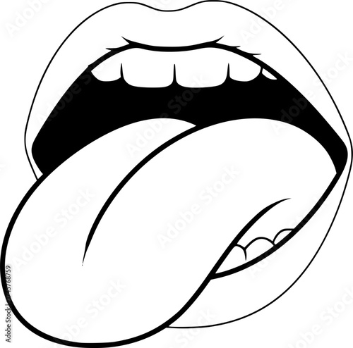 open mouth with a tongue sticking out