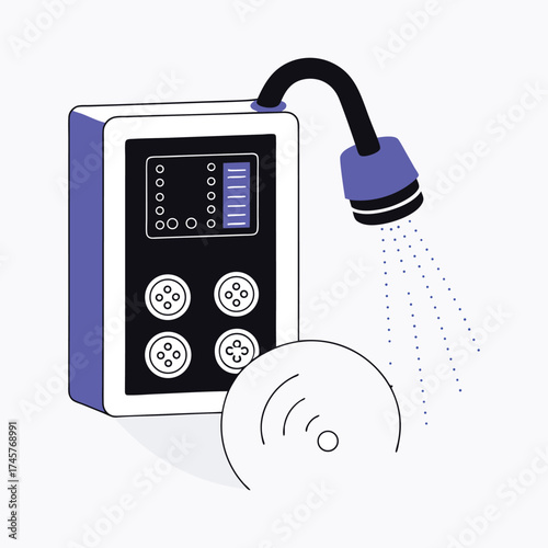 Water pump controller device with spray nozzle and signal icon vector illustration vector