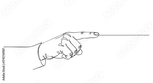 Line Art Hand Pointing Simple, Elegant Vector Illustration for Design Projects