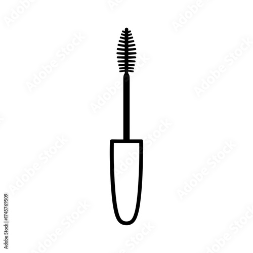 Vector art of black silhouette of a mascara wand and bottle