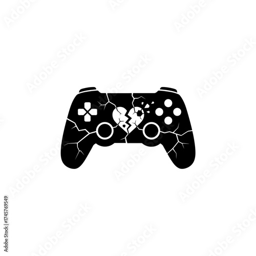 Vector art of broken game controller with heart shape