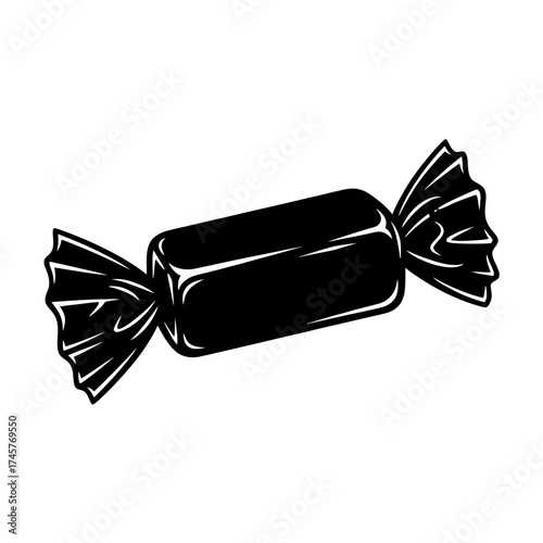 Vector art of black candy wrapped in foil