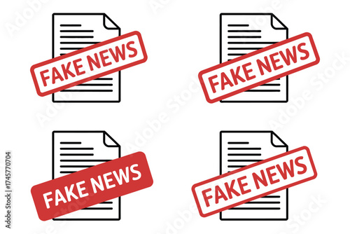 Fake news document icon set isolated on white background
